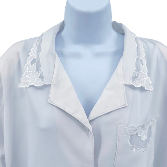 Yves St. Clair 2 White Blouse with Lace Detail & Shoulder Pads Womens Plus 22W - Picture 2 of 12
